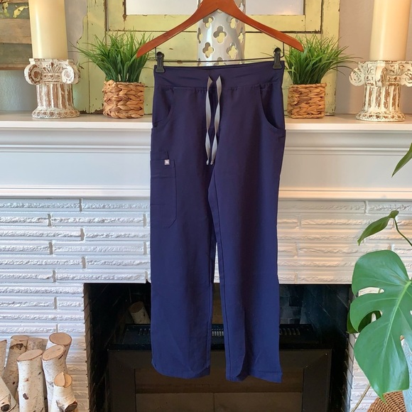 Figs Pants & Jumpsuits Figs Blue Tie Waist Scrub Pants With Pockets Like New Size Xxs Womens